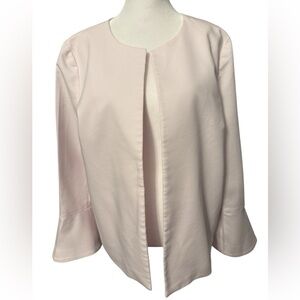 Chaus New York open front long sleeve lined jacket with bell sleeve in pale pink
